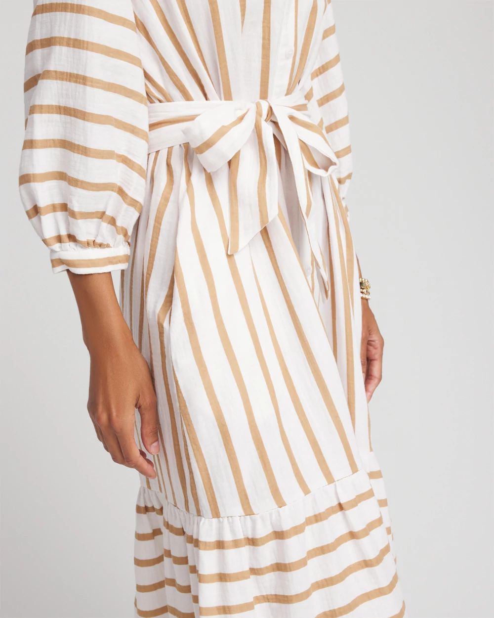選ぶなら Striped Chico's | Shirtdress Cotton-Gauze シャツ